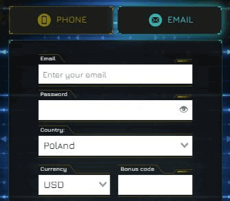 Rejestracja w Winity przez e-mail